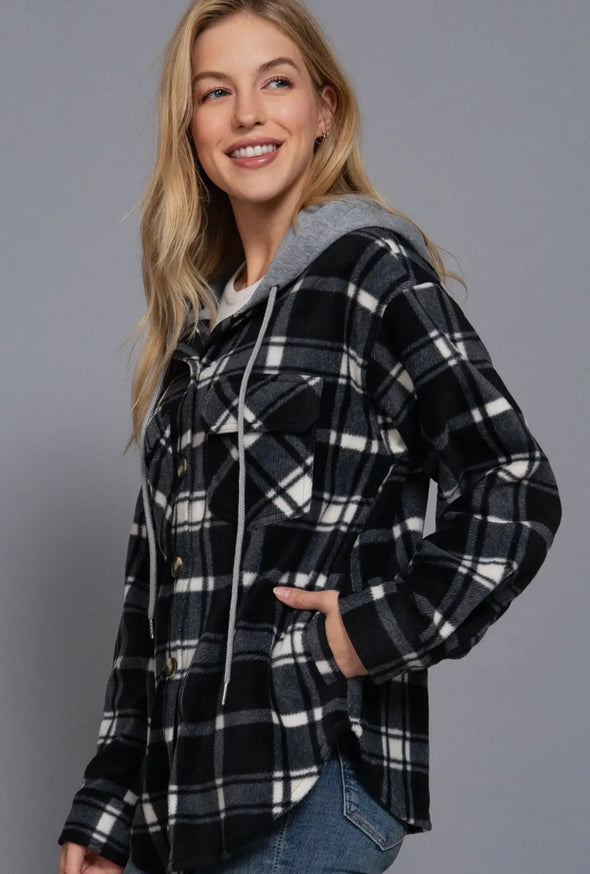 Perfect Plaid Hoodie Shacket