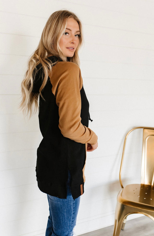 Coffee & Confidence Side Slit Hoodie by AA