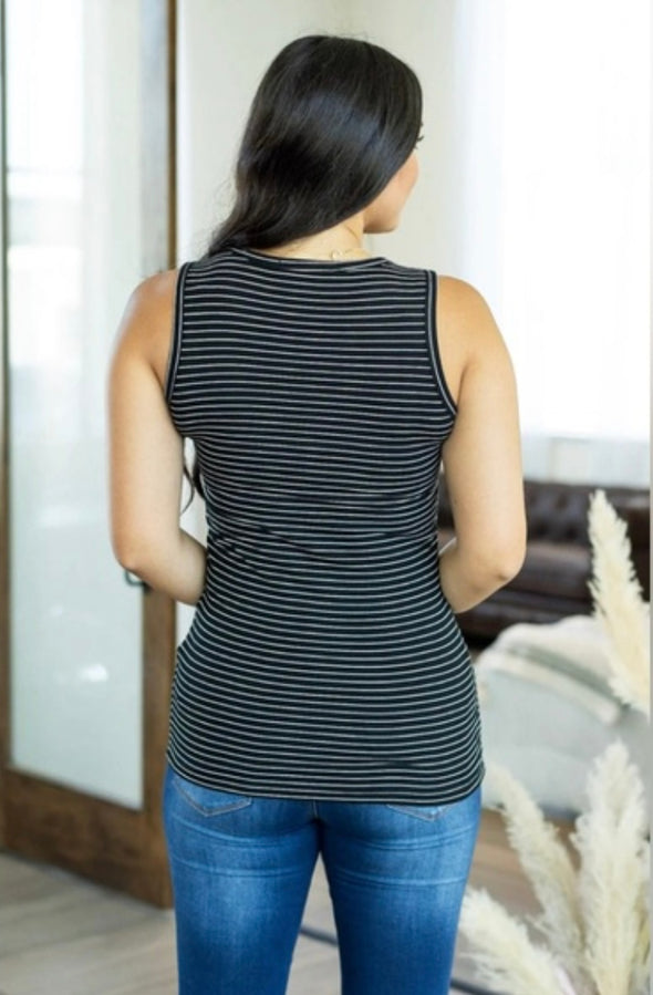 Addison Tank in Black Stripes