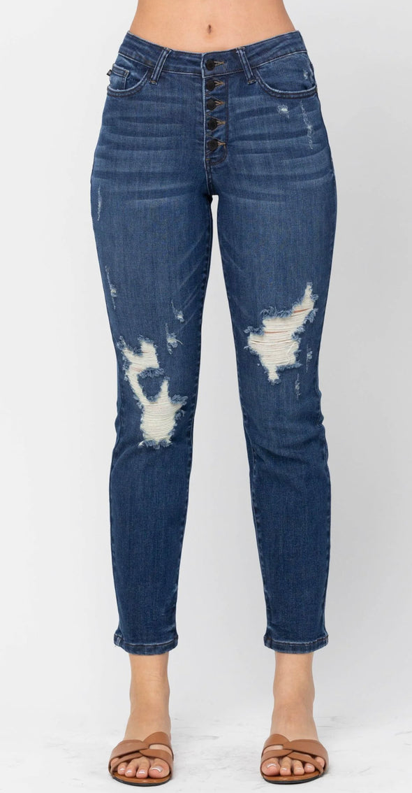 Bree Buttonfly Boyfriend Jeans by JudyBlue