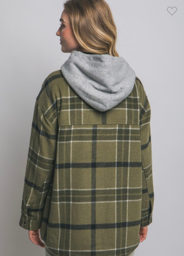 Hattie Hooded Shacket in Multi