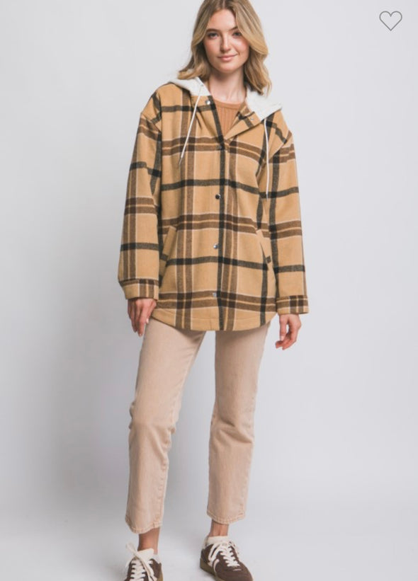 Hattie Hooded Shacket in Multi