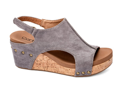 Carley Wedges in Grey Suede