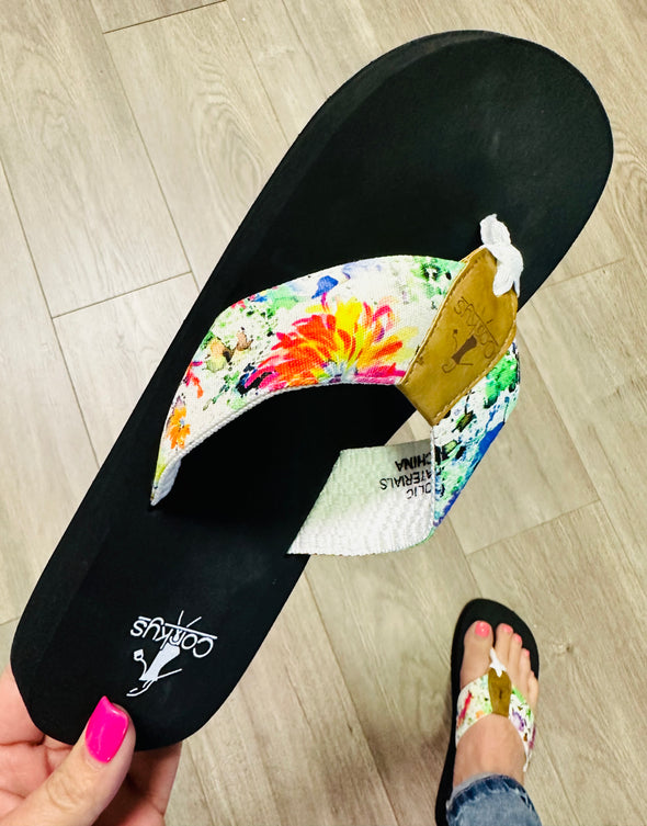 Floral Splatter Flip Flops