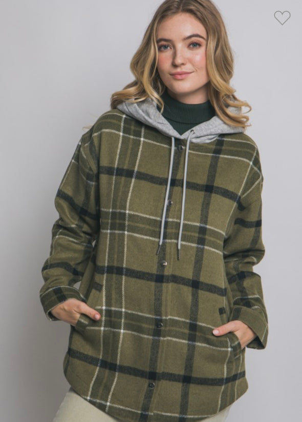 Hattie Hooded Shacket in Multi