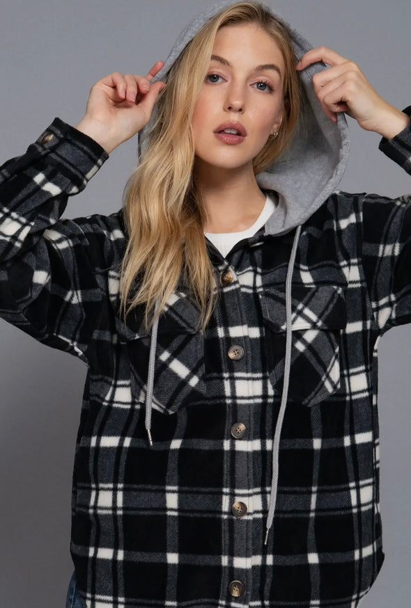 Perfect Plaid Hoodie Shacket