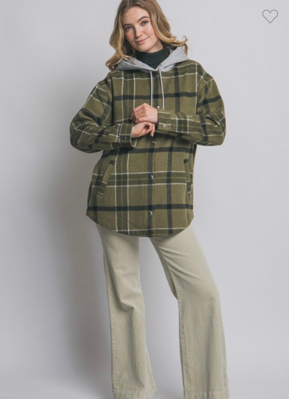 Hattie Hooded Shacket in Multi