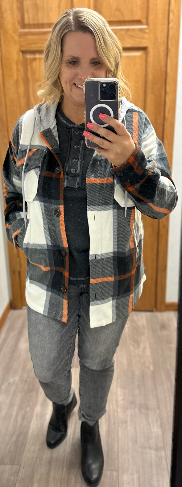 Harper Hooded Shacket in Multi