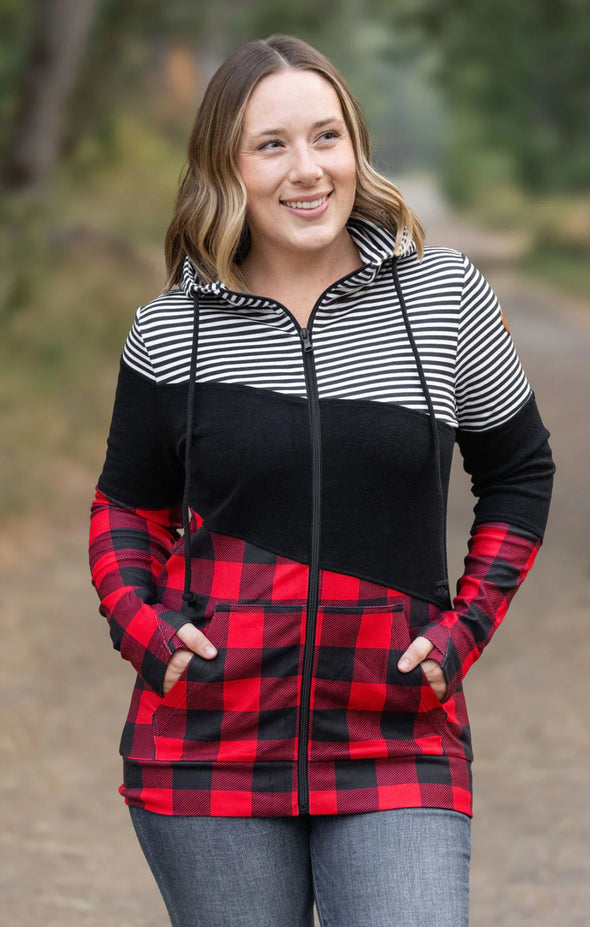 Full Zip Buffalo Plaid Hoodie by MM