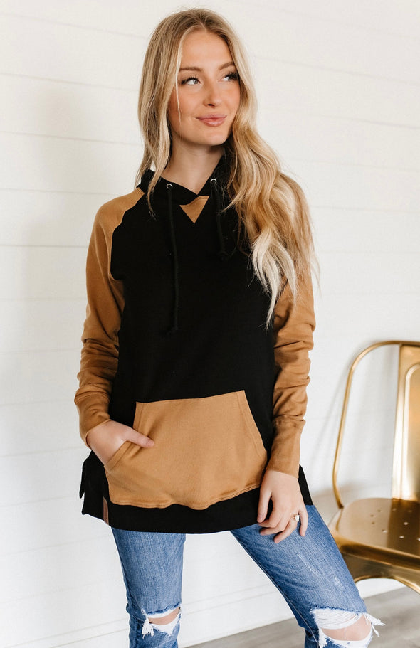 Coffee & Confidence Side Slit Hoodie by AA