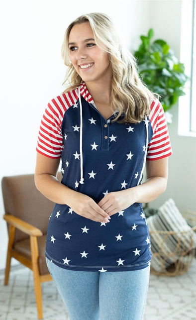 Stars & Stripes Henley Hoodie by MM