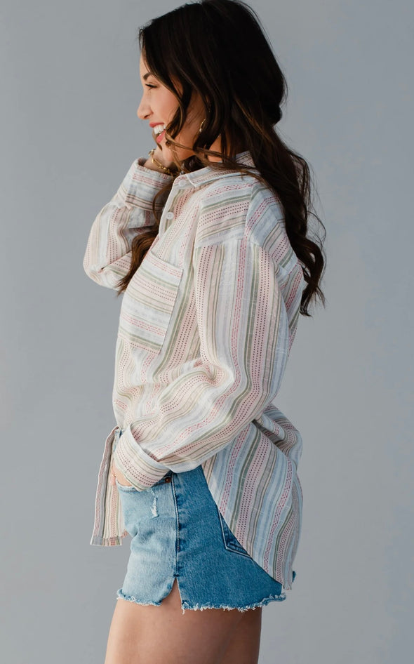 Summer Striped Button Up