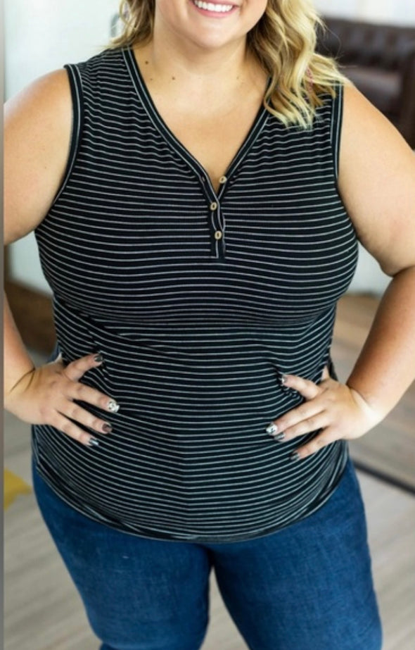 Addison Tank in Black Stripes