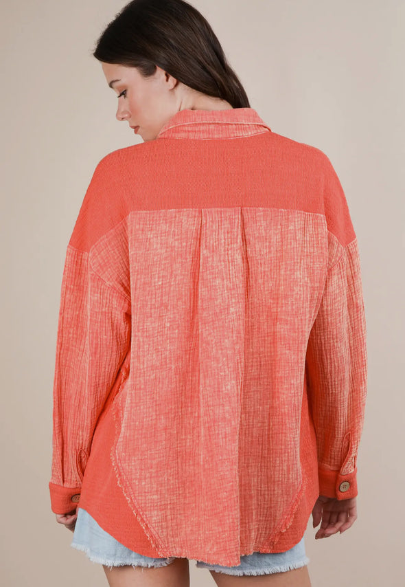 Mindi Mineral Washed Gauze Top in Multi
