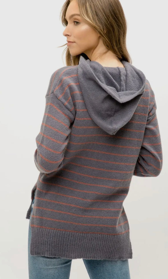 Harper Hooded Striped Sweater in Multi