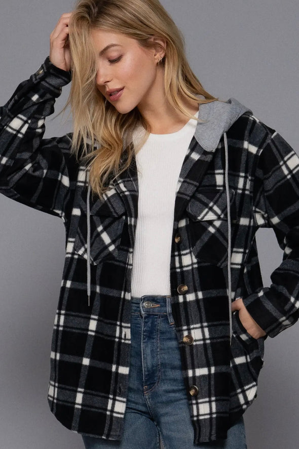 Perfect Plaid Hoodie Shacket