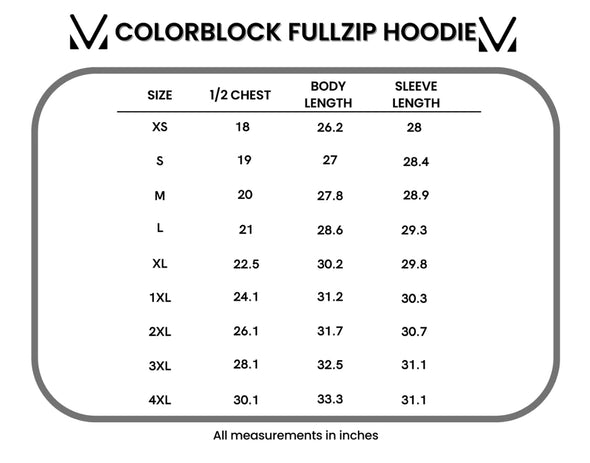 Full Zip Colorblock Hoodie in Rust, Grey & Black
