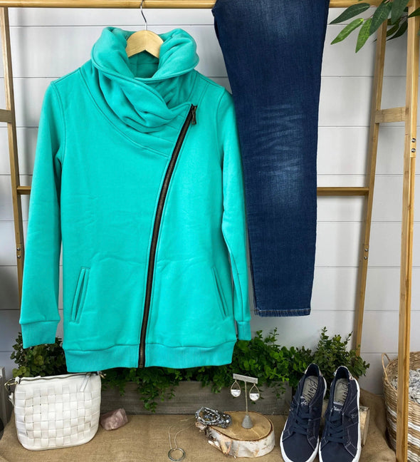 Quinn Zip Up in Turquoise