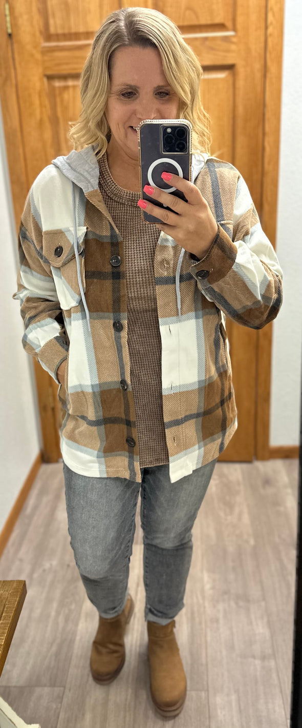Fall Forever Hooded Shacket in Multi