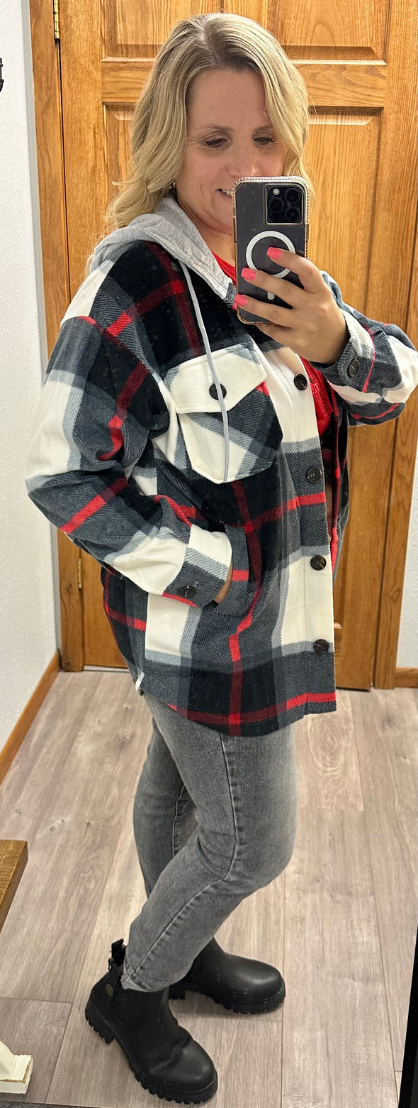Fall Forever Hooded Shacket in Multi