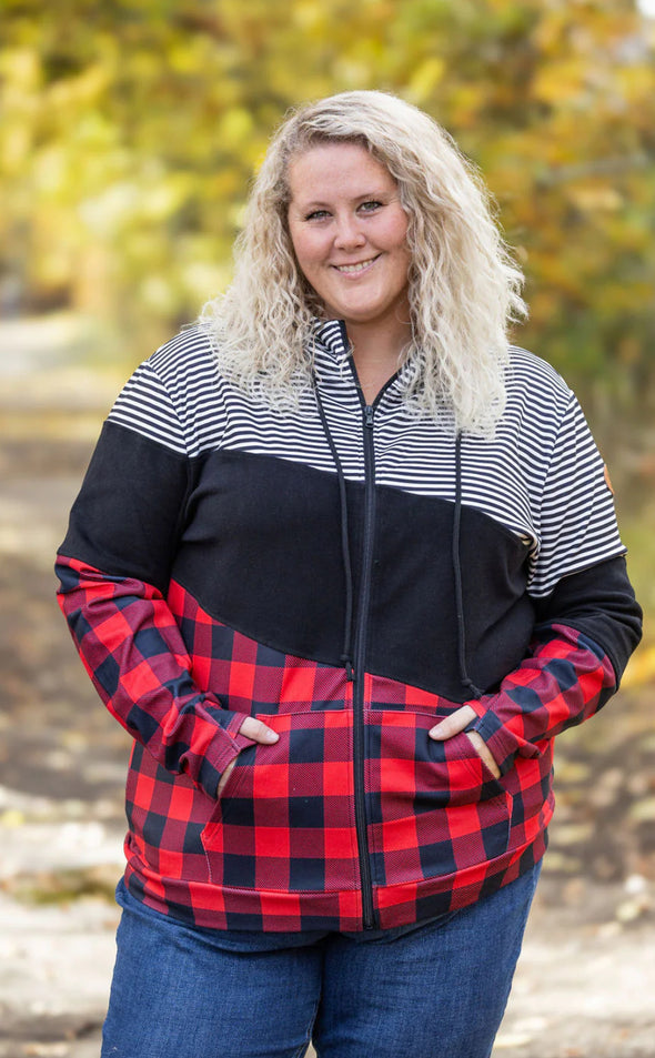 Full Zip Buffalo Plaid Hoodie by MM