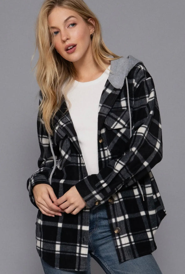 Perfect Plaid Hoodie Shacket