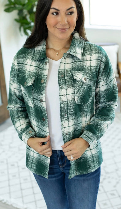 Norah Plaid Shacket by MM in Green