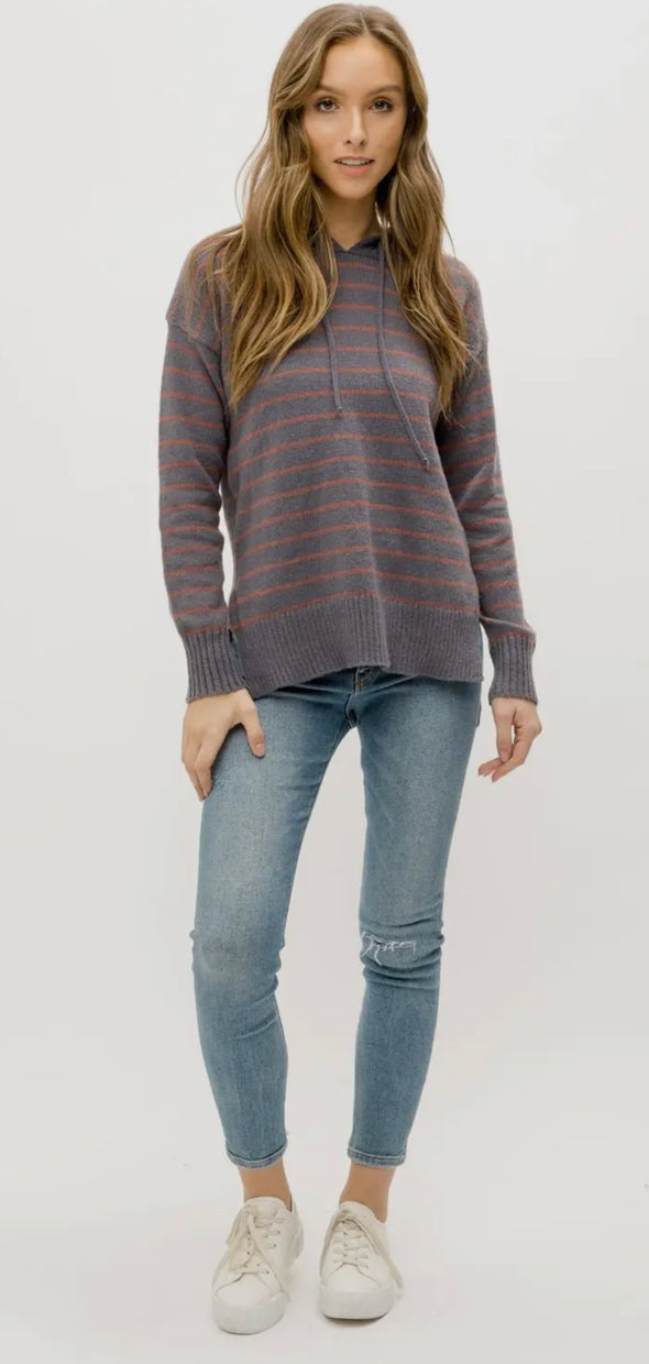 Harper Hooded Striped Sweater in Multi