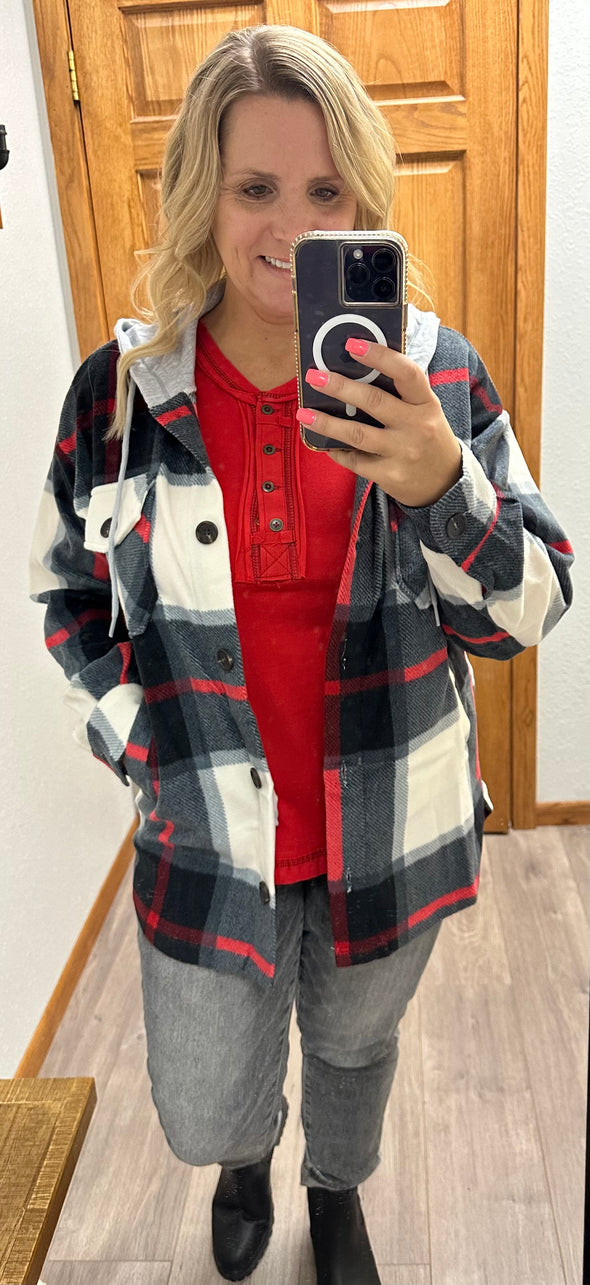 Fall Forever Hooded Shacket in Multi