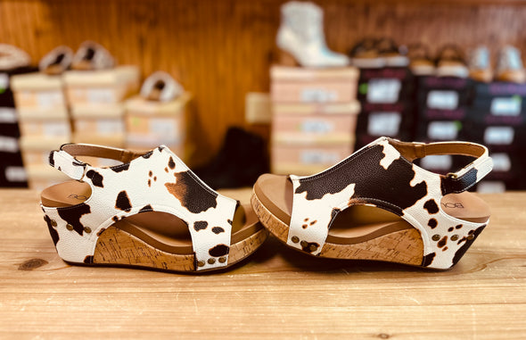 Carley Wedges in Cow Print