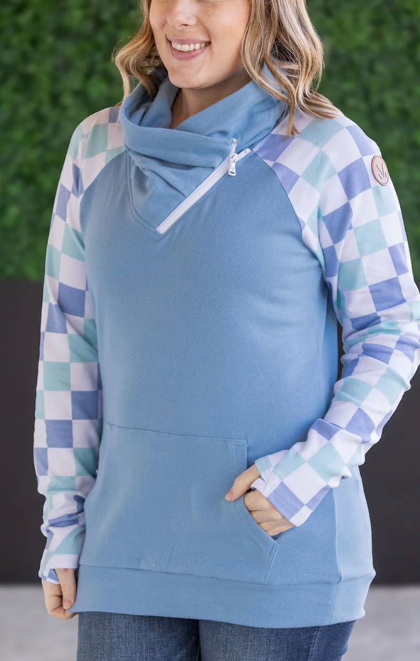 Blue & Mint Checker ZipCowl by MM
