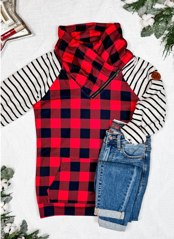 Buffalo Plaid & Stripes Zip Cowl