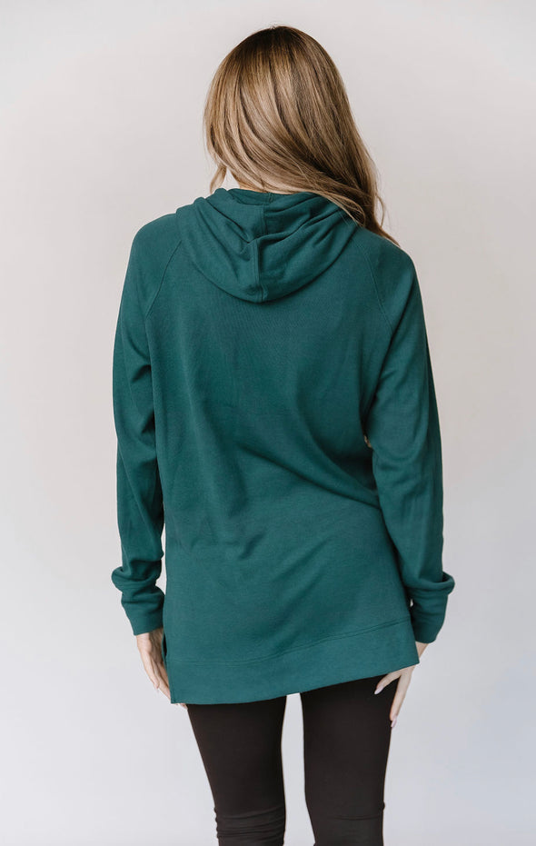 Teal Side Slit Hoodie by AA