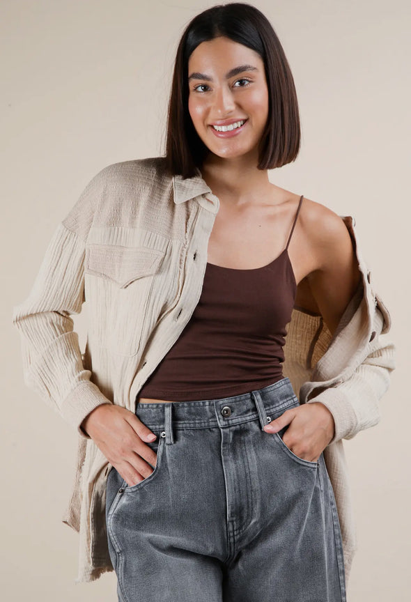 Mindi Mineral Washed Gauze Top in Multi