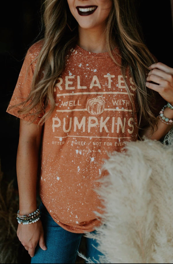 Relates Well With Pumpkins Bleached Tee