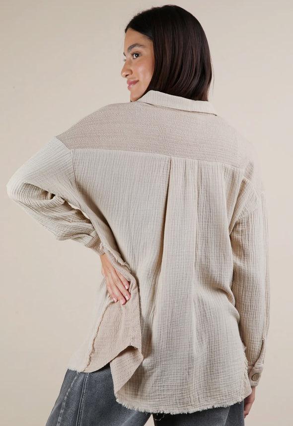 Mindi Mineral Washed Gauze Top in Multi
