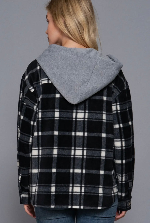 Perfect Plaid Hoodie Shacket