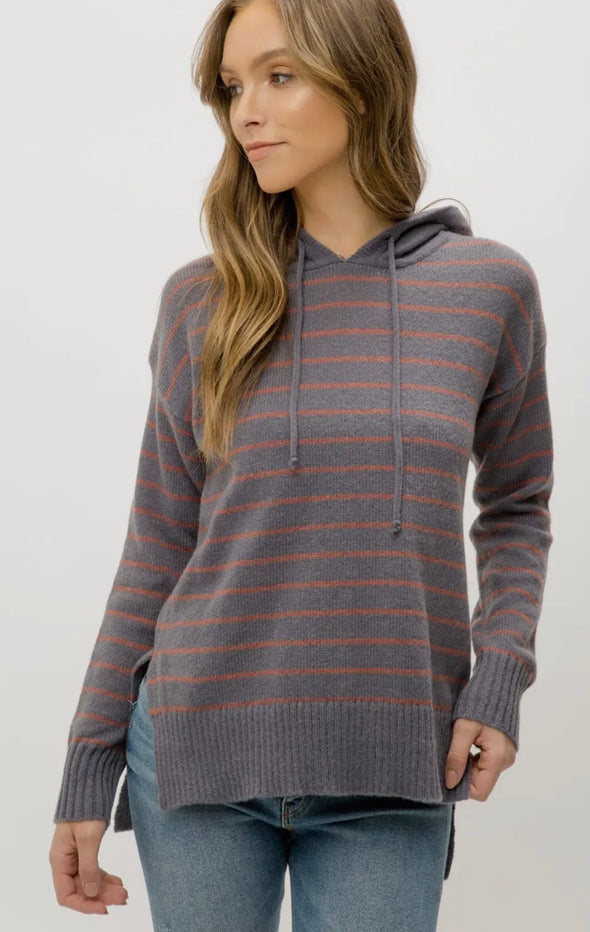 Harper Hooded Striped Sweater in Multi