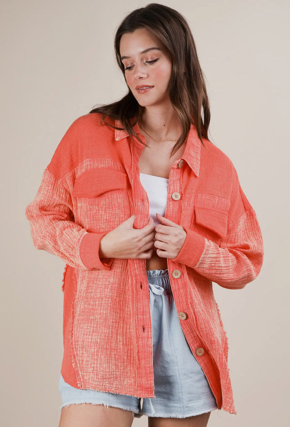 Mindi Mineral Washed Gauze Top in Multi