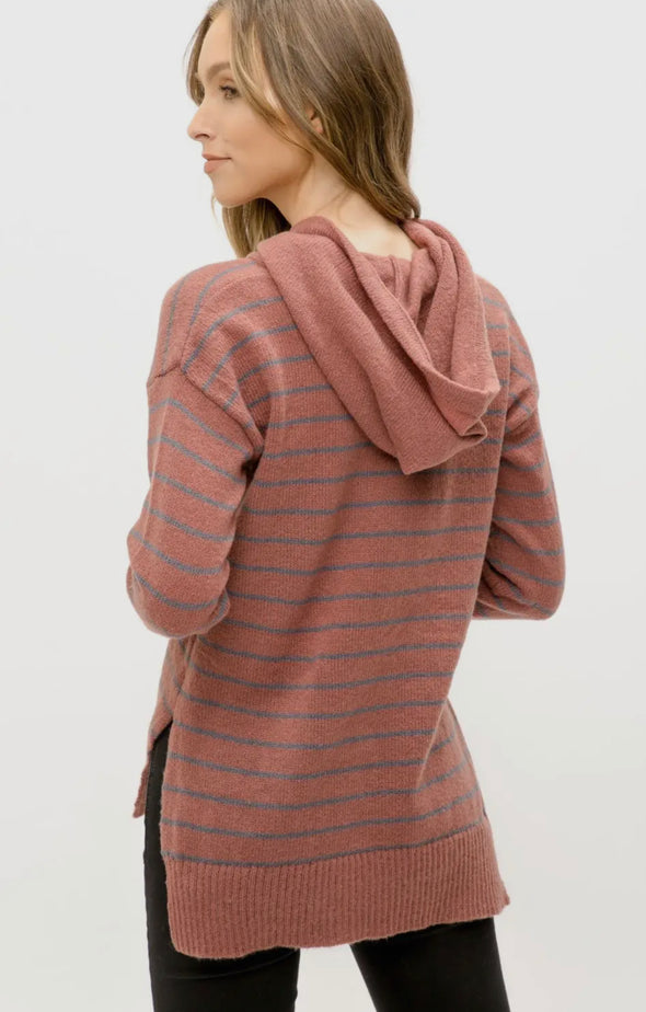 Harper Hooded Striped Sweater in Multi