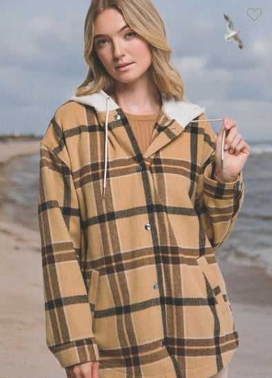 Hattie Hooded Shacket in Multi