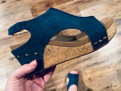 Carley Wedges in Teal Suede