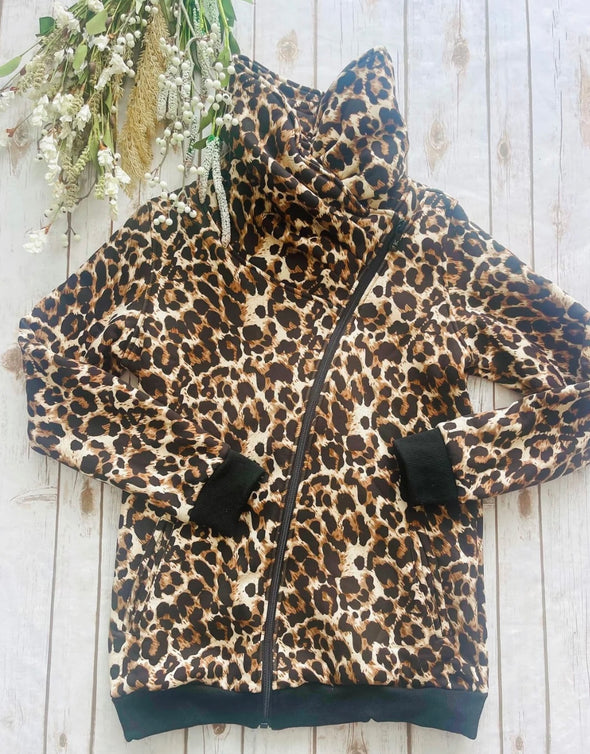 Luxe Leopard Quinn Zip Up Cowl by MM