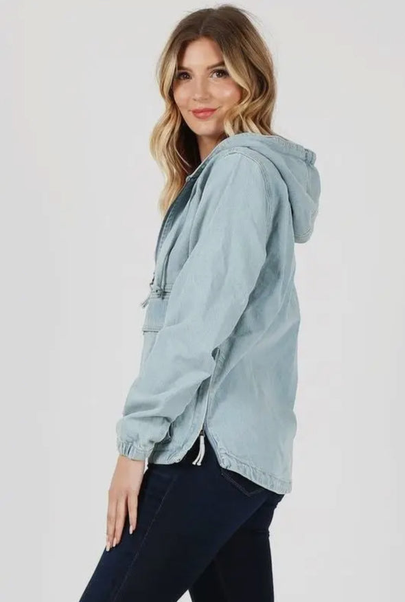 Unexpected Turn Denim Jacket w/ Hood