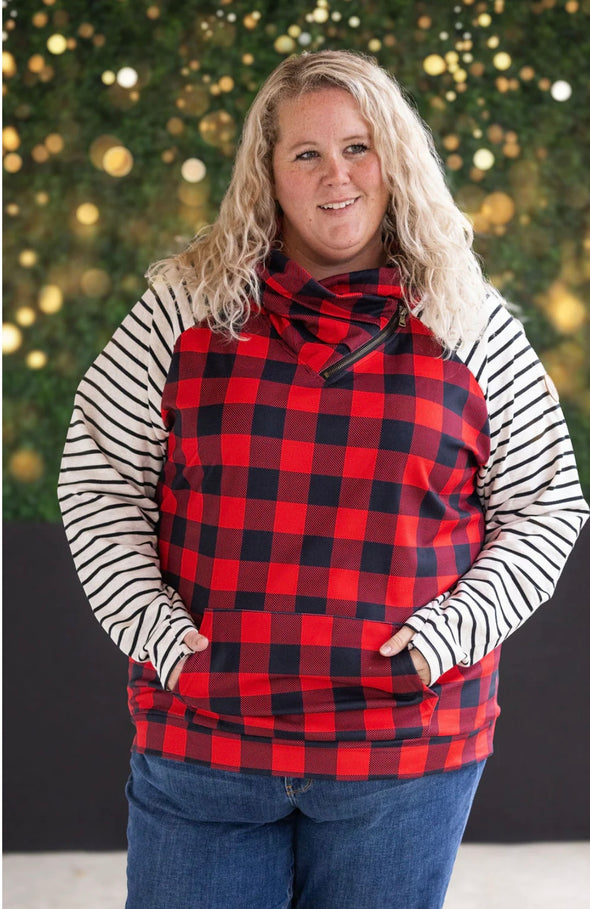 Buffalo Plaid & Stripes Zip Cowl