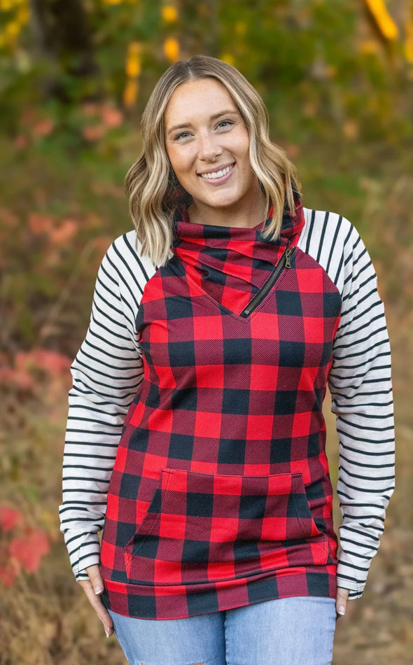 Buffalo Plaid & Stripes Zip Cowl