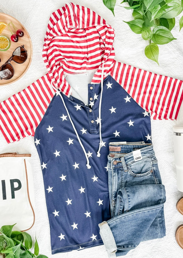 Stars & Stripes Henley Hoodie by MM