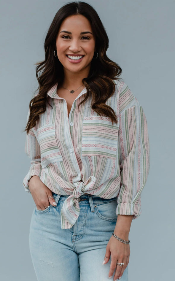 Summer Striped Button Up