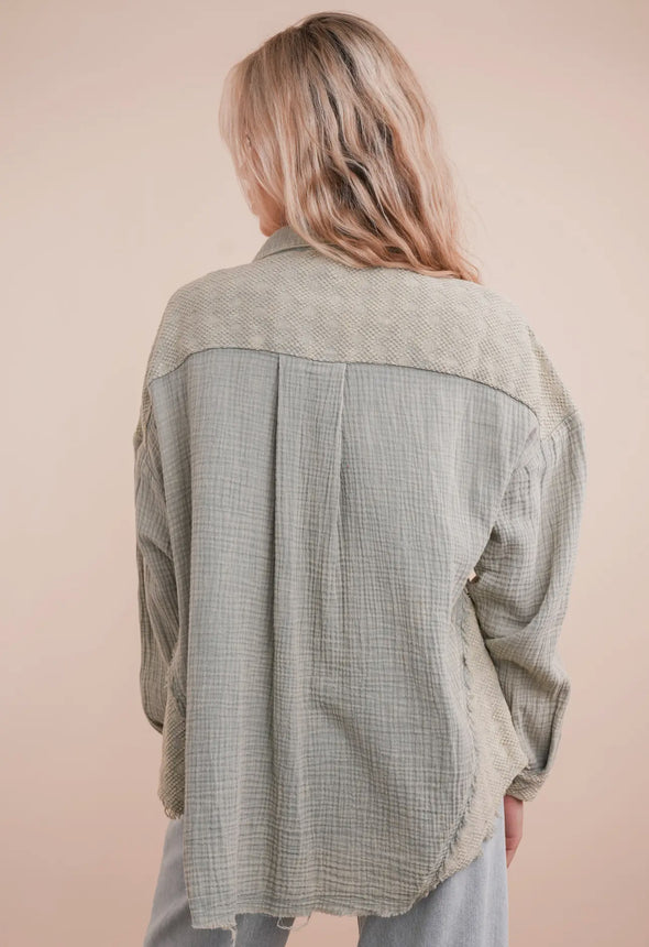 Mindi Mineral Washed Gauze Top in Multi