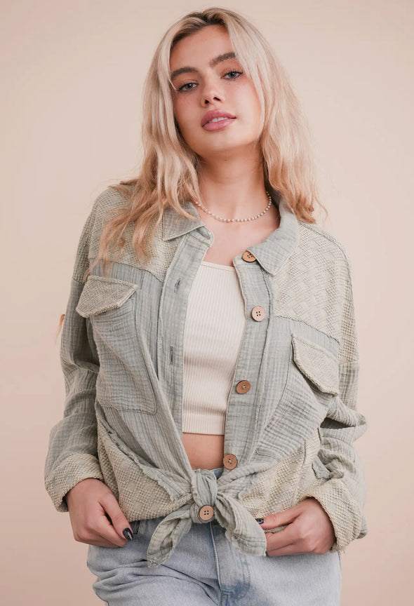 Mindi Mineral Washed Gauze Top in Multi